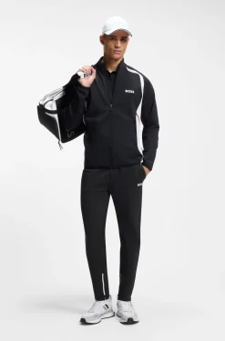Active Jogginghose aus Stretch-Gabardine mit Reißverschlüssen an den Säumen