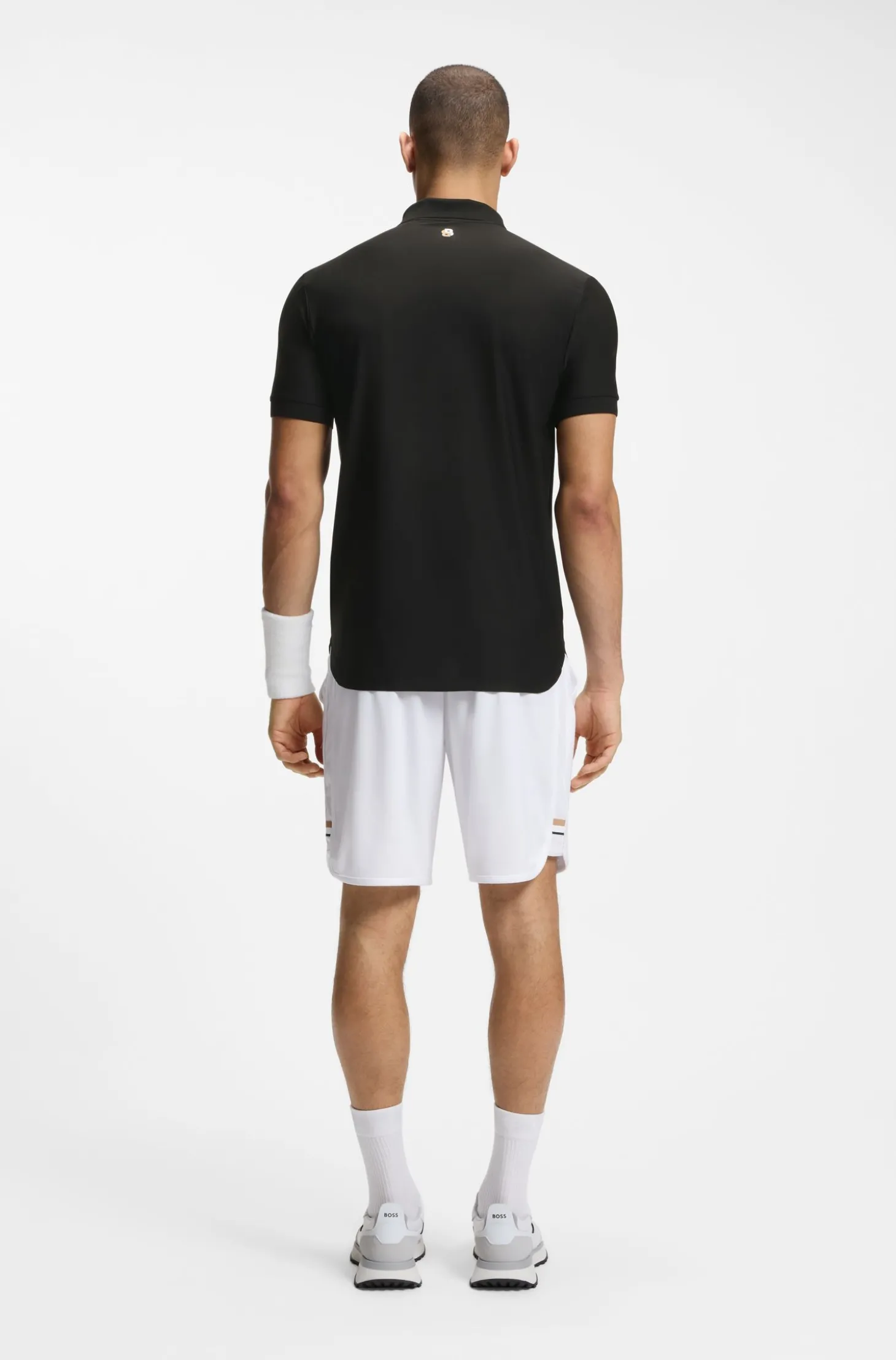 Active Slim-Fit Poloshirt aus gestreiftem Jersey mit Vierwege-Stretch