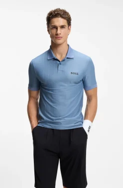 Active Slim-Fit Poloshirt aus gestreiftem Jersey mit Vierwege-Stretch