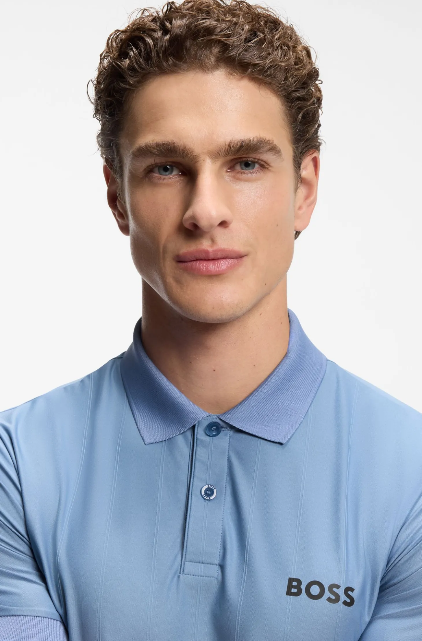 Active Slim-Fit Poloshirt aus gestreiftem Jersey mit Vierwege-Stretch