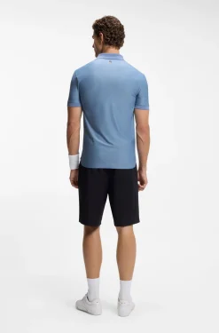 Active Slim-Fit Poloshirt aus gestreiftem Jersey mit Vierwege-Stretch