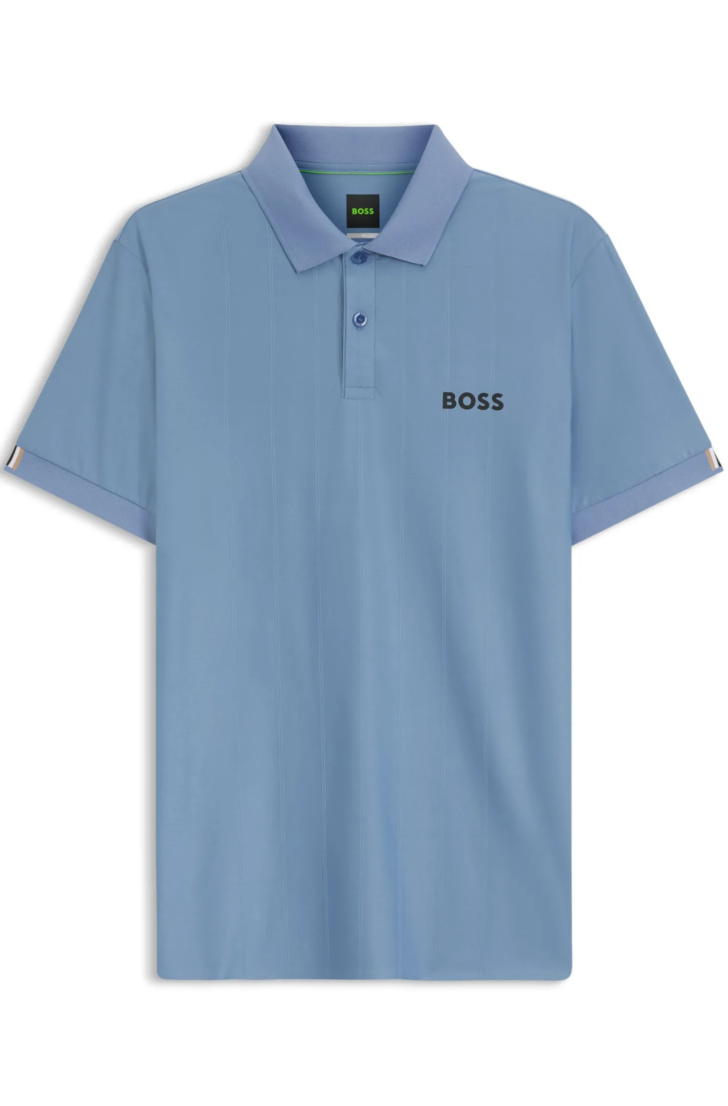 Active Slim-Fit Poloshirt aus gestreiftem Jersey mit Vierwege-Stretch