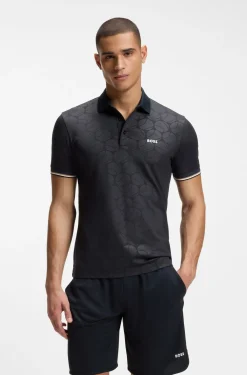 Active Slim-Fit Poloshirt mit geprägtem Tennisball-Muster
