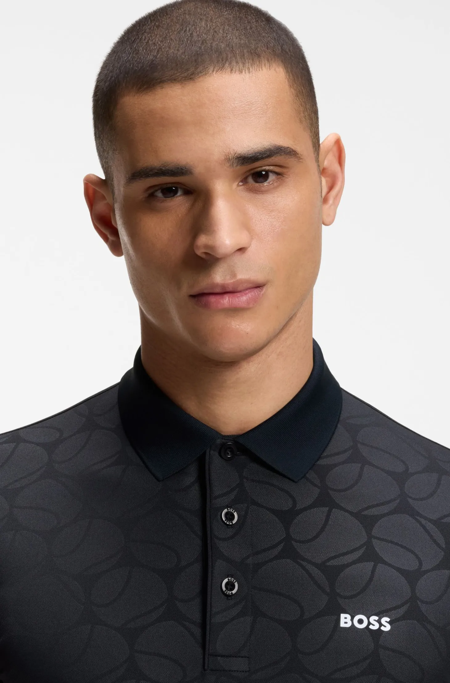 Active Slim-Fit Poloshirt mit geprägtem Tennisball-Muster