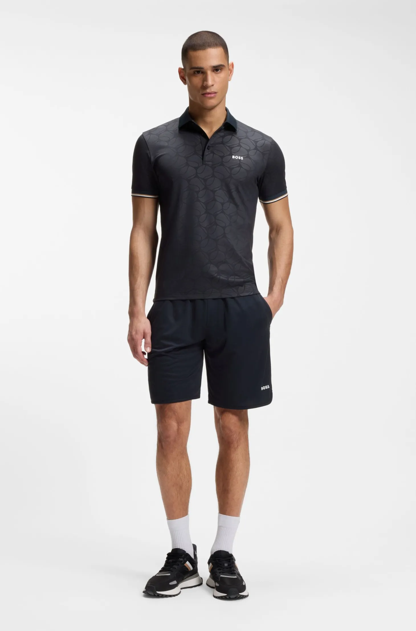 Active Slim-Fit Poloshirt mit geprägtem Tennisball-Muster