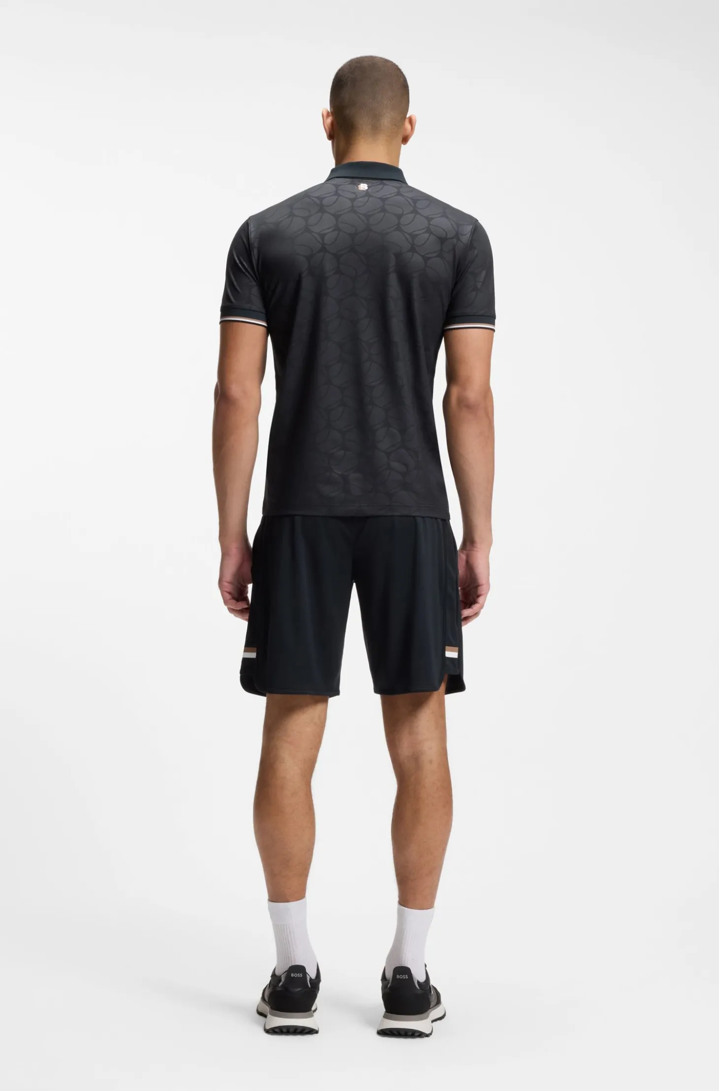 Active Slim-Fit Poloshirt mit geprägtem Tennisball-Muster