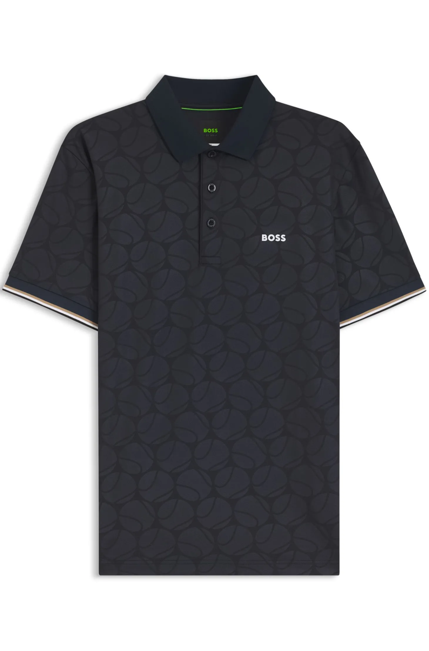 Active Slim-Fit Poloshirt mit geprägtem Tennisball-Muster