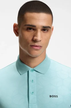 Active Slim-Fit Poloshirt mit geprägtem Tennisball-Muster