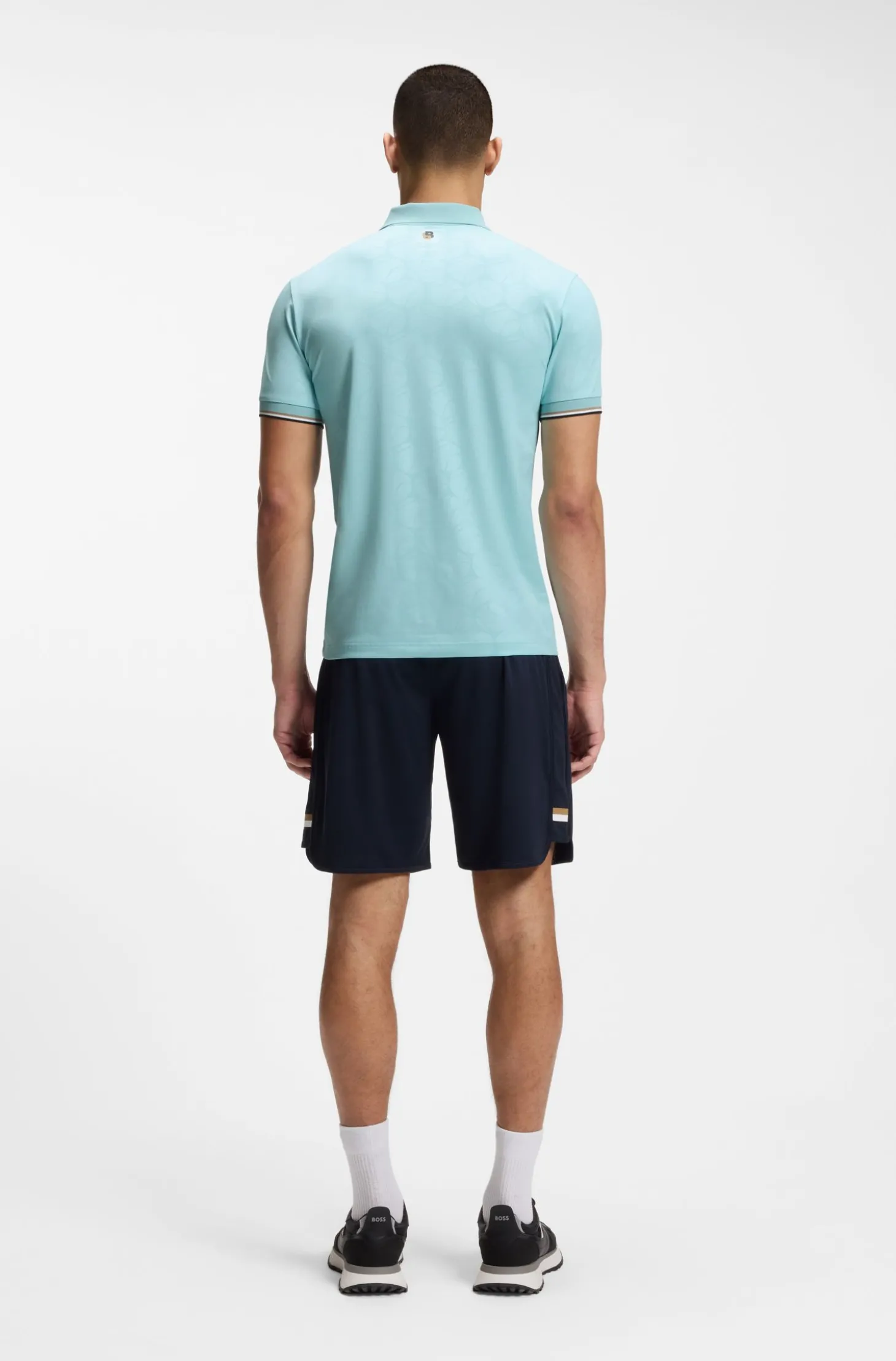 Active Slim-Fit Poloshirt mit geprägtem Tennisball-Muster