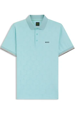 Active Slim-Fit Poloshirt mit geprägtem Tennisball-Muster