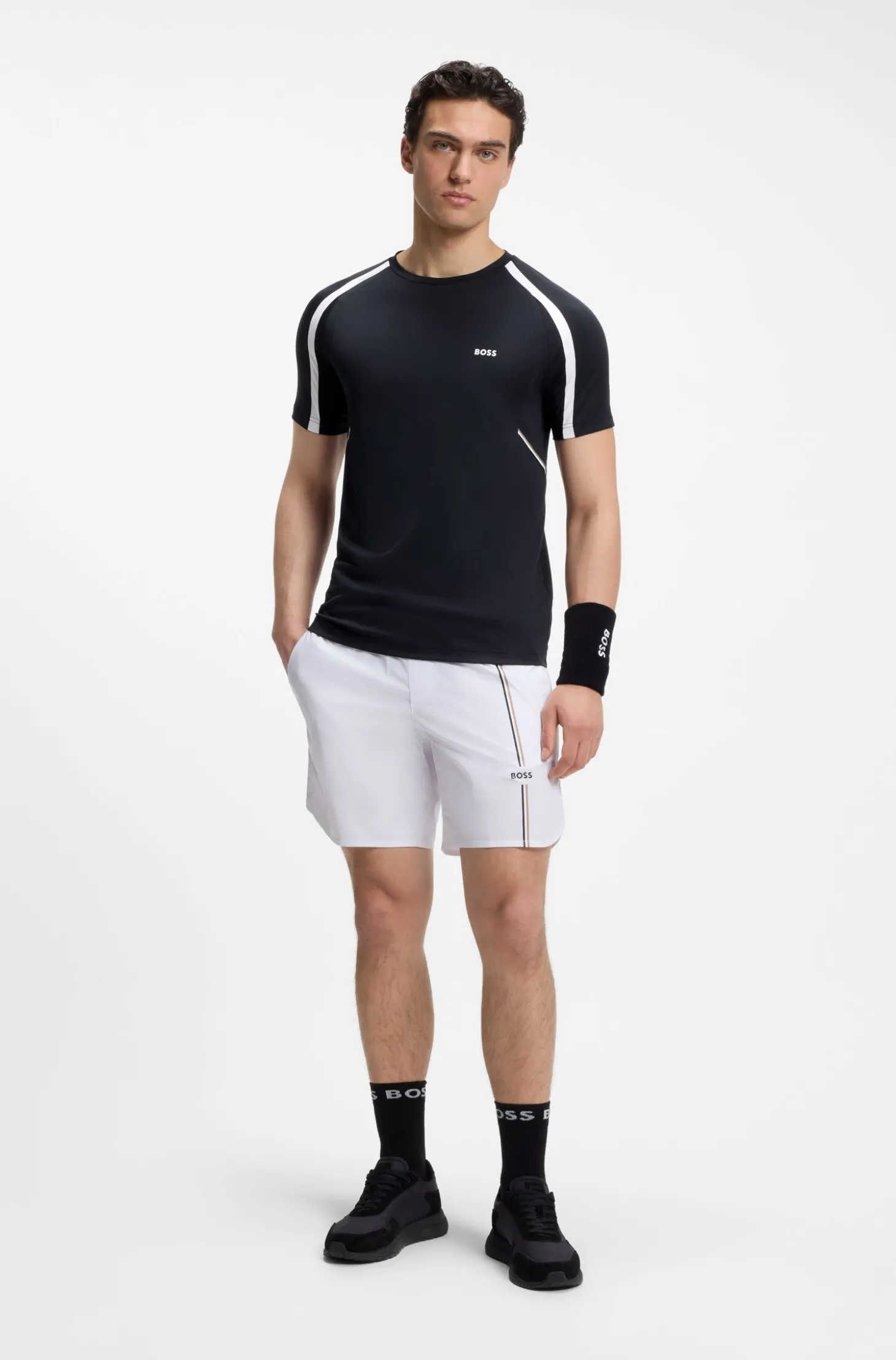 Active Slim-Fit T-Shirt aus Stretch-Gewebe mit kontrastfarbenen Akzenten