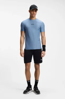 Active Slim-Fit T-Shirt mit Jacquard-Streifen und Logo-Print