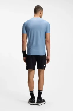 Active Slim-Fit T-Shirt mit Jacquard-Streifen und Logo-Print