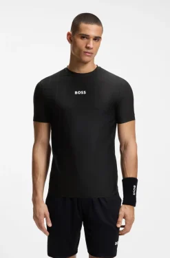 Active Slim-Fit T-Shirt mit Jacquard-Streifen und Logo-Print