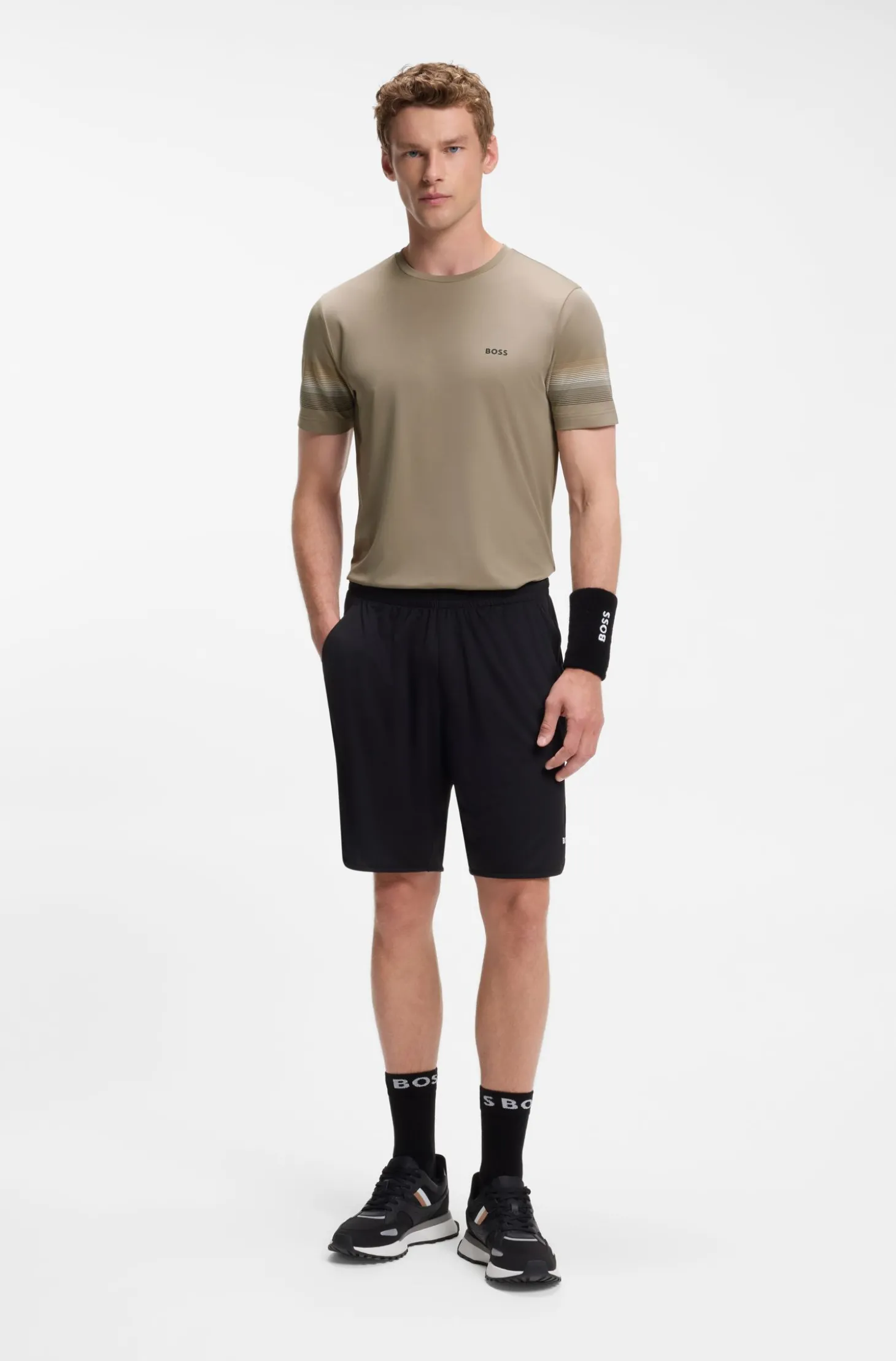 Active Slim-Fit T-Shirt mit Streifen an den Ärmeln