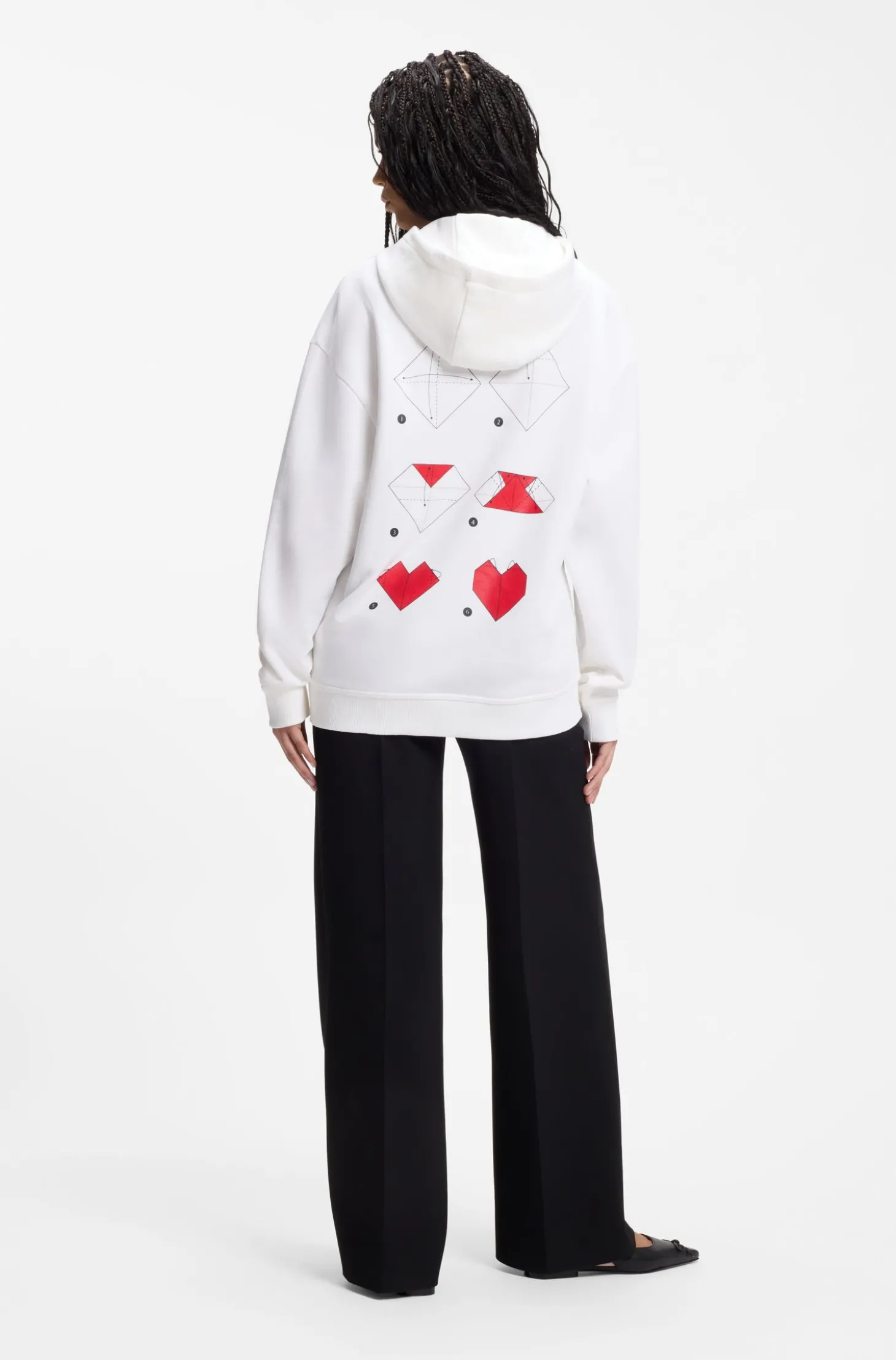 All-gender Hoodie aus Baumwoll-Terry mit Origami-Herz-Artwork