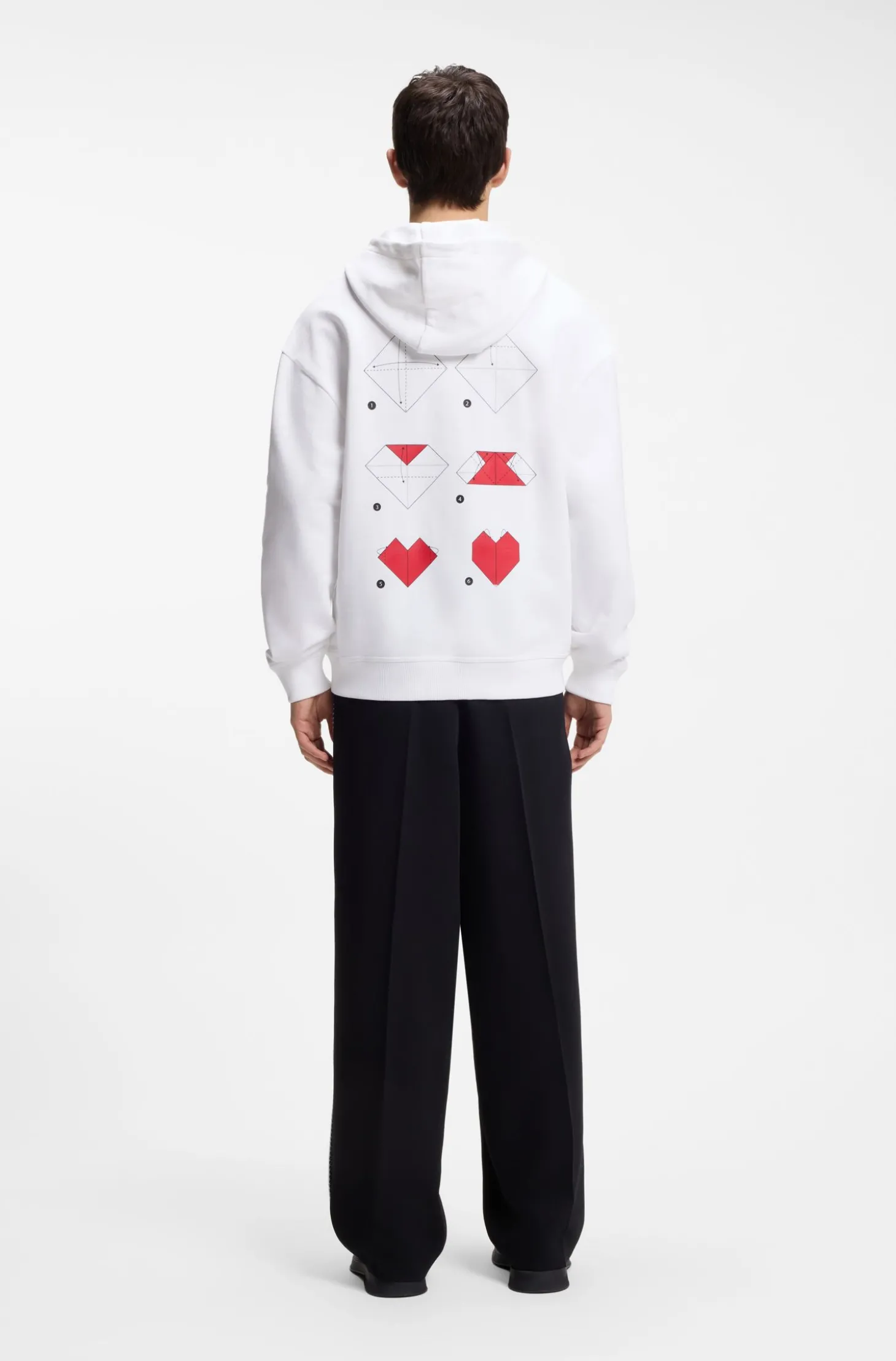All-gender Hoodie aus Baumwoll-Terry mit Origami-Herz-Artwork