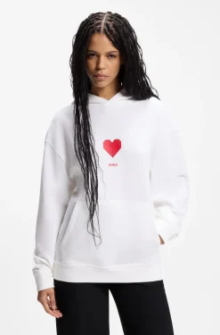 All-gender Hoodie aus Baumwoll-Terry mit Origami-Herz-Artwork