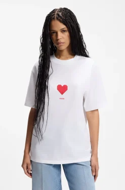 All-gender T-Shirt aus Baumwoll-Jersey mit Origami-Herz-Prints