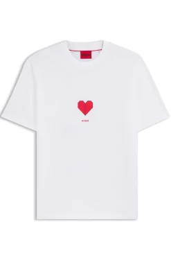 All-gender T-Shirt aus Baumwoll-Jersey mit Origami-Herz-Prints