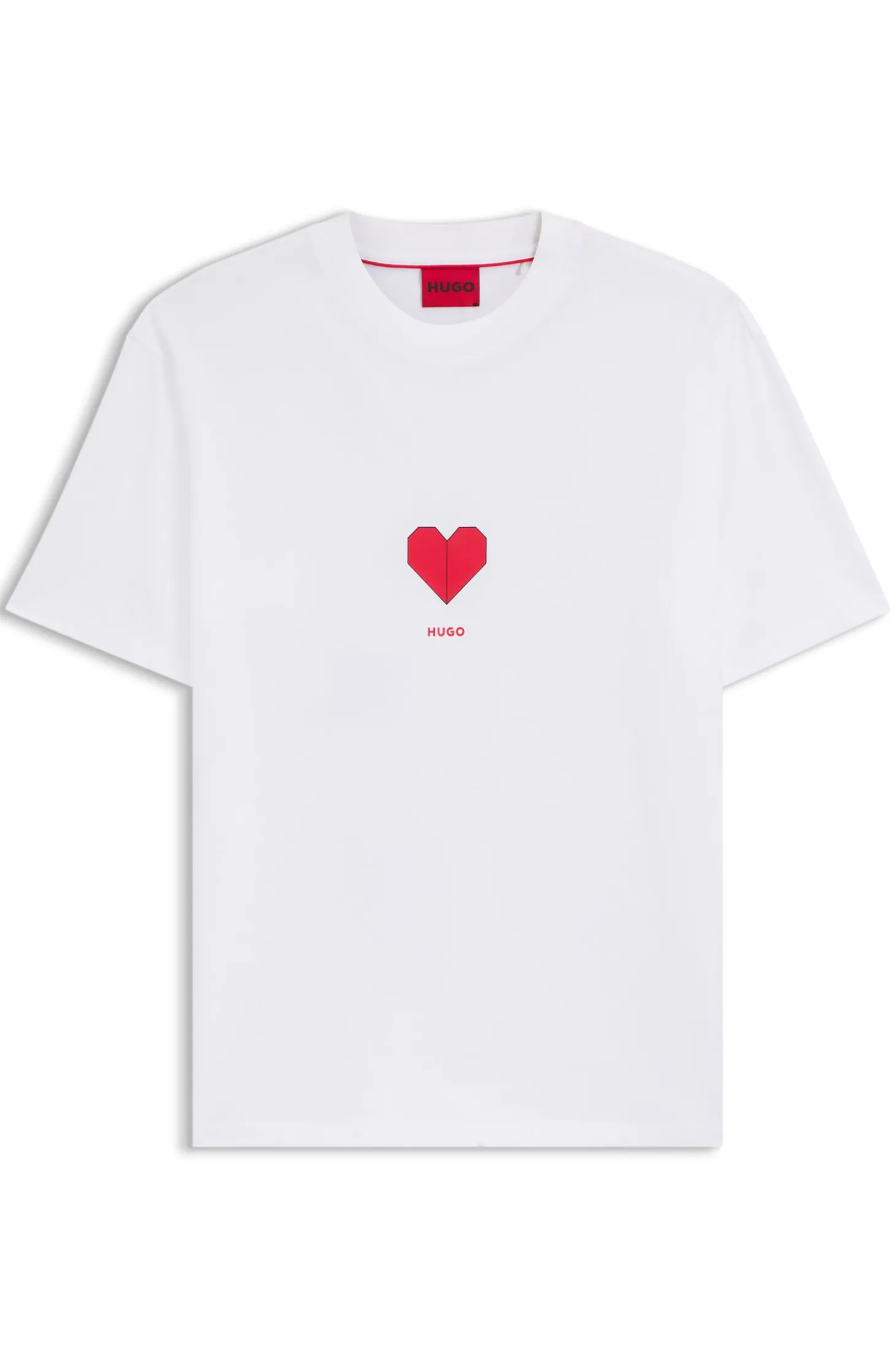 All-gender T-Shirt aus Baumwoll-Jersey mit Origami-Herz-Prints