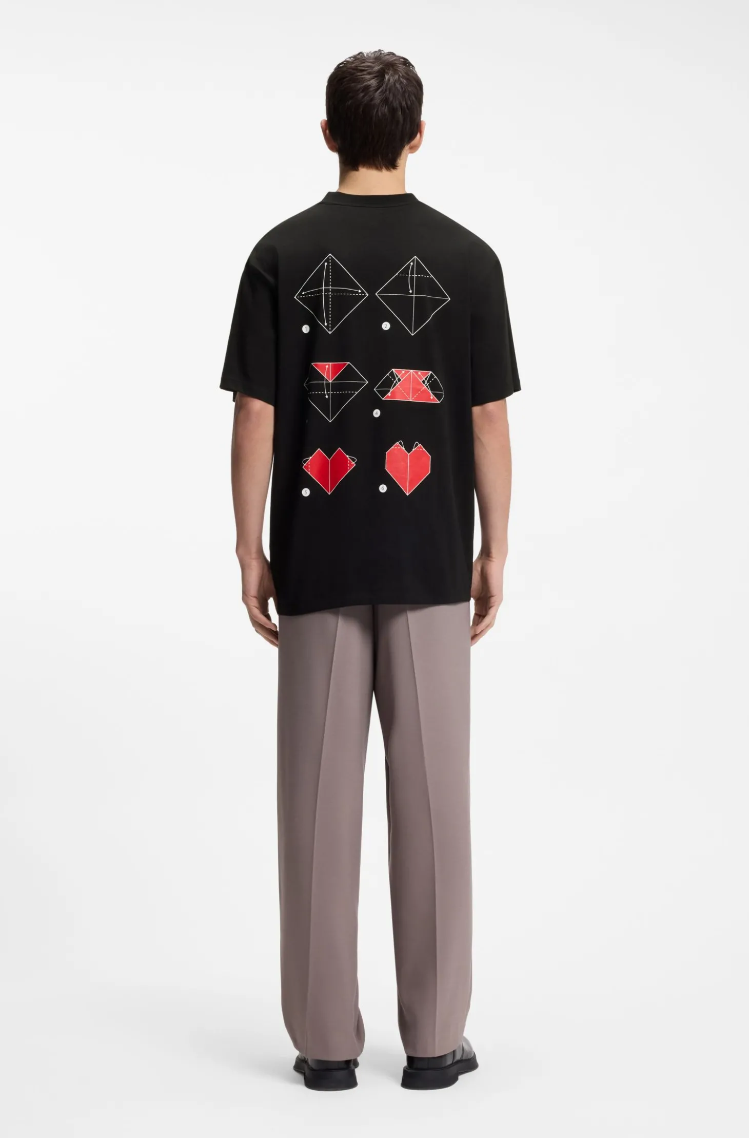All-gender T-Shirt aus Baumwoll-Jersey mit Origami-Herz-Prints