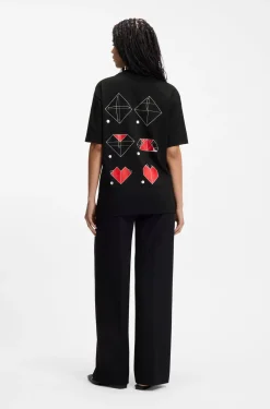 All-gender T-Shirt aus Baumwoll-Jersey mit Origami-Herz-Prints