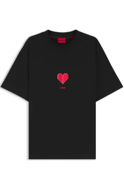 All-gender T-Shirt aus Baumwoll-Jersey mit Origami-Herz-Prints