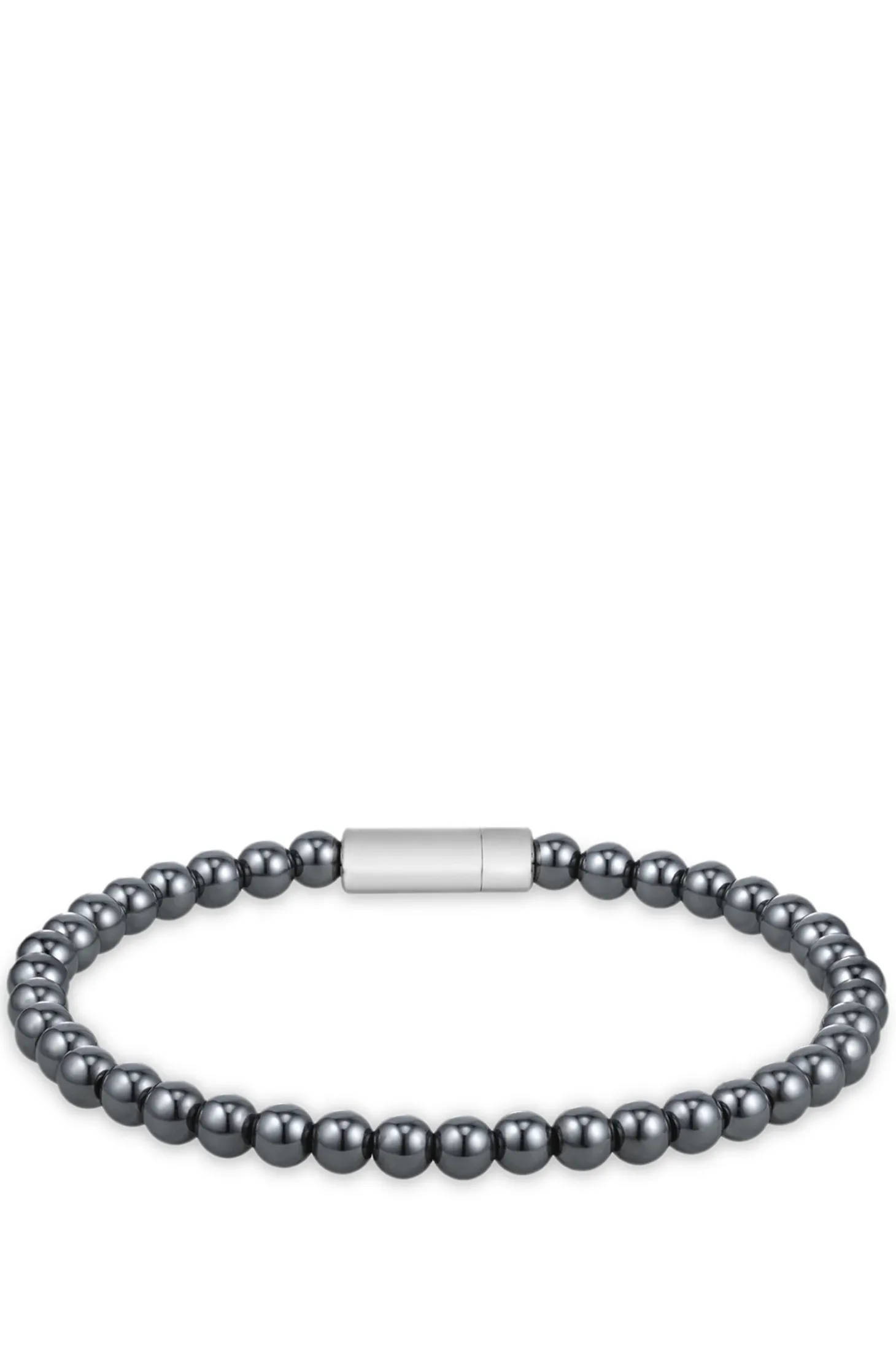 Armband aus Hämatitperlen mit Logo-Verschluss