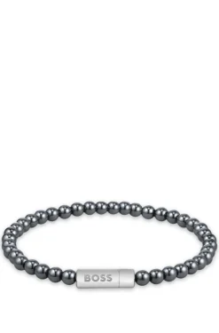 Armband aus Hämatitperlen mit Logo-Verschluss