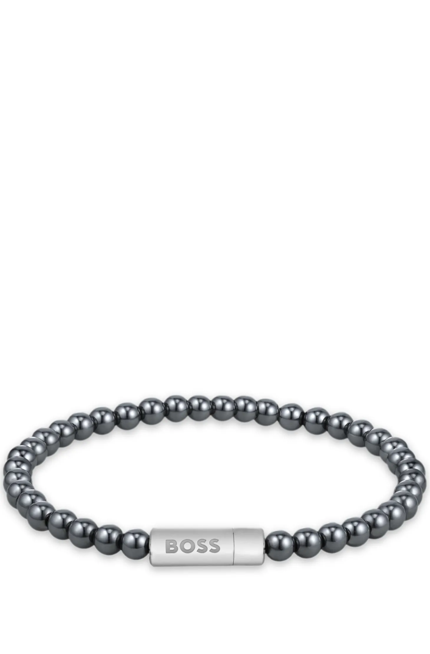 Armband aus Hämatitperlen mit Logo-Verschluss