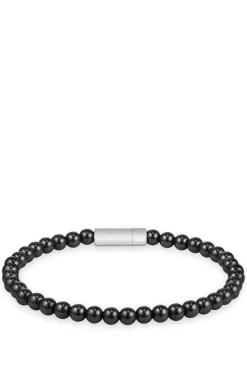 Armband aus Hämatitperlen mit Logo-Verschluss