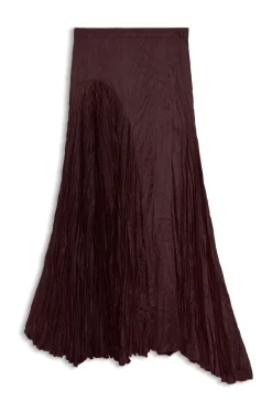 Asymmetrischer Maxirock aus Satin mit Knitter-Struktur