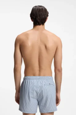 Badeshorts aus Seersucker-Gewebe mit Logo-Stickerei