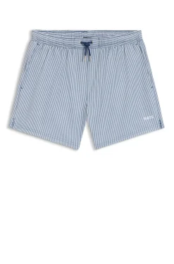 Badeshorts aus Seersucker-Gewebe mit Logo-Stickerei