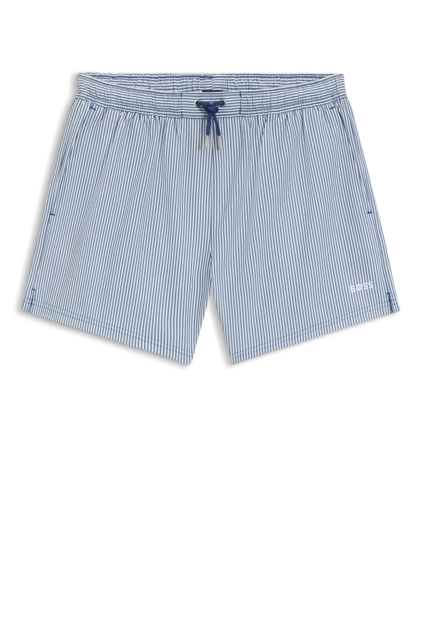 Badeshorts aus Seersucker-Gewebe mit Logo-Stickerei