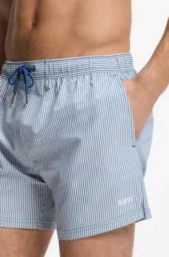 Badeshorts aus Seersucker-Gewebe mit Logo-Stickerei