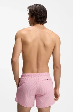 Badeshorts aus Seersucker-Gewebe mit Logo-Stickerei