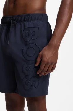 Badeshorts mit 3D-Logo-Stickerei