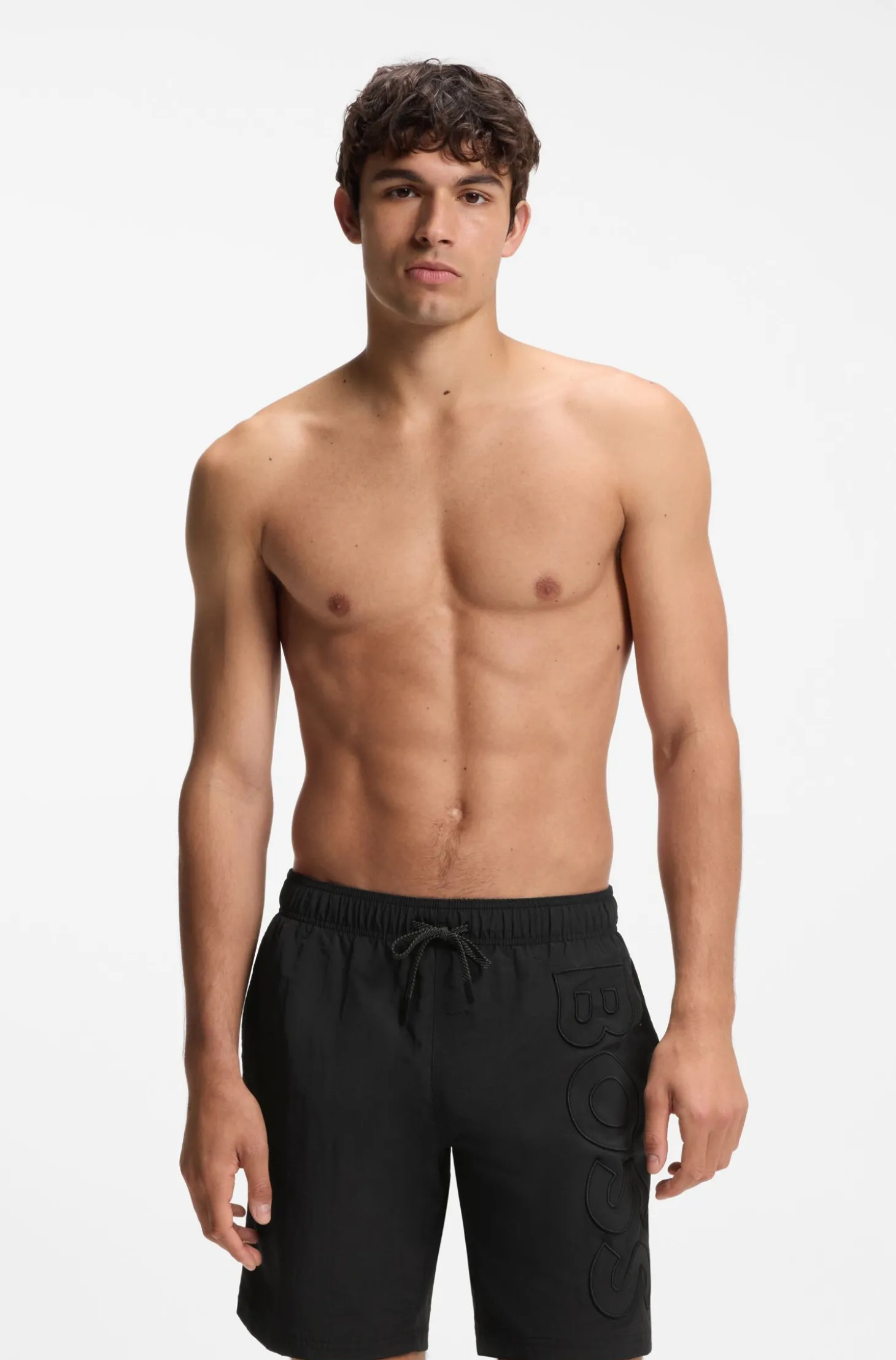 Badeshorts mit 3D-Logo-Stickerei