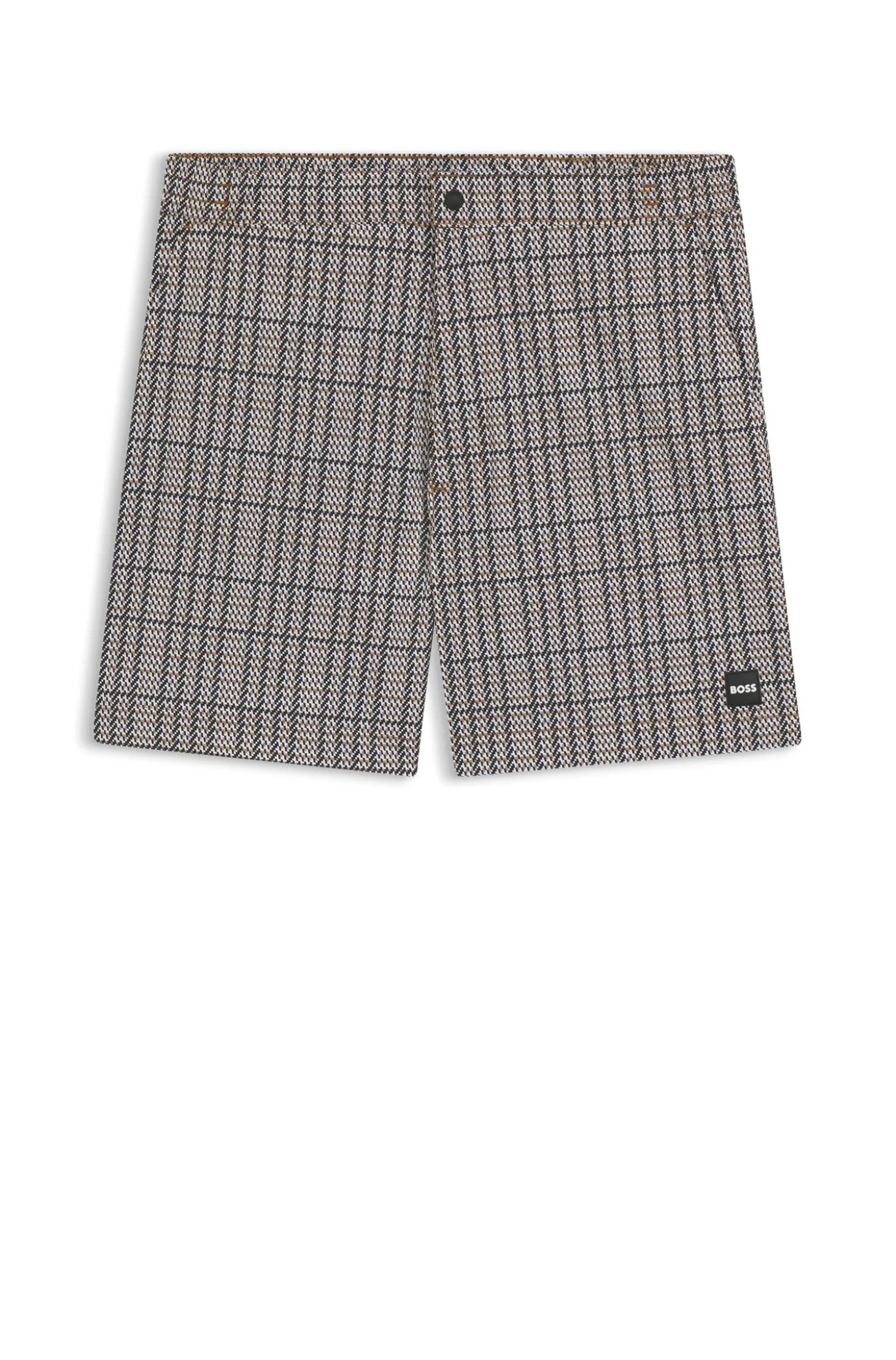 Badeshorts mit feinem Print und Logo-Aufnäher