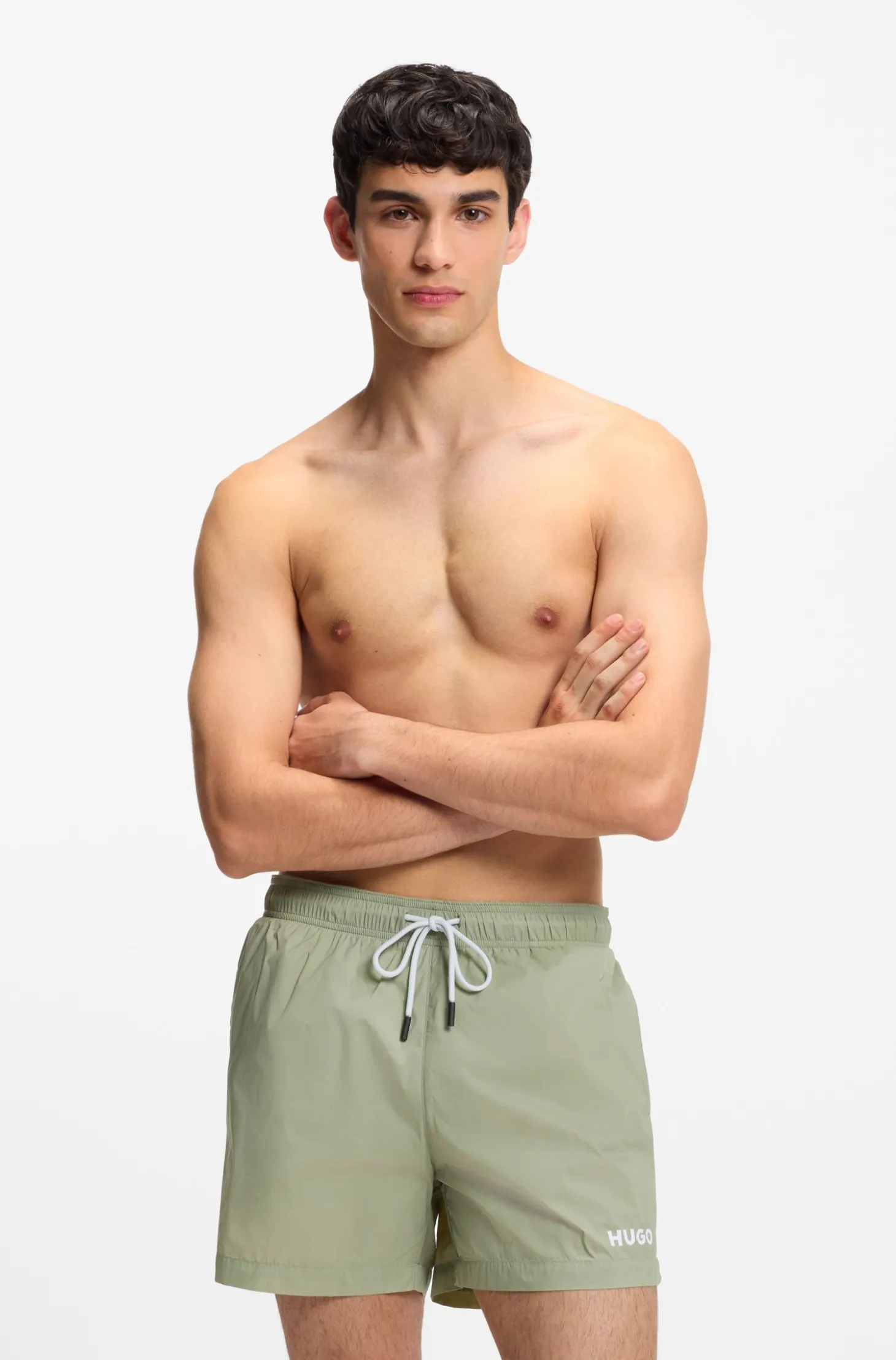 Badeshorts mit kontrastierendem Logo-Print