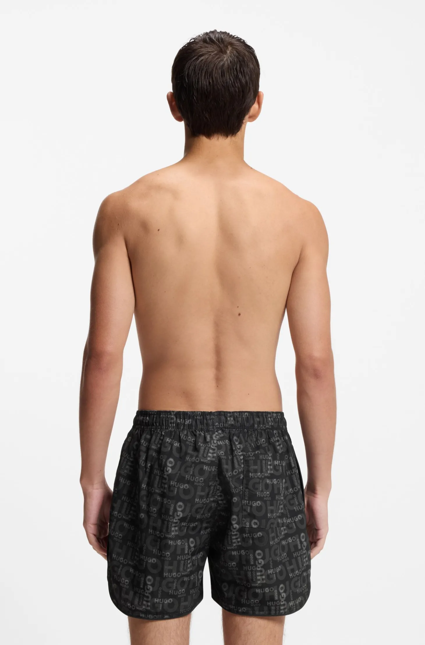 Badeshorts mit saisonalem Print und abgerundetem Saum