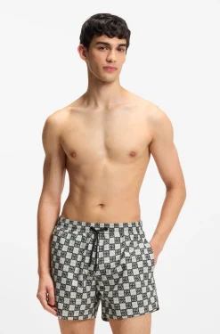 Badeshorts mit Schachbrett-Logos