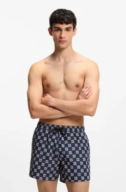 Badeshorts mit Schachbrett-Logos
