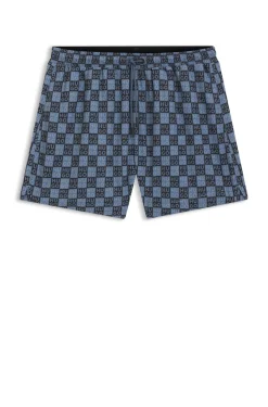 Badeshorts mit Schachbrett-Logos