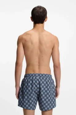 Badeshorts mit Schachbrett-Logos