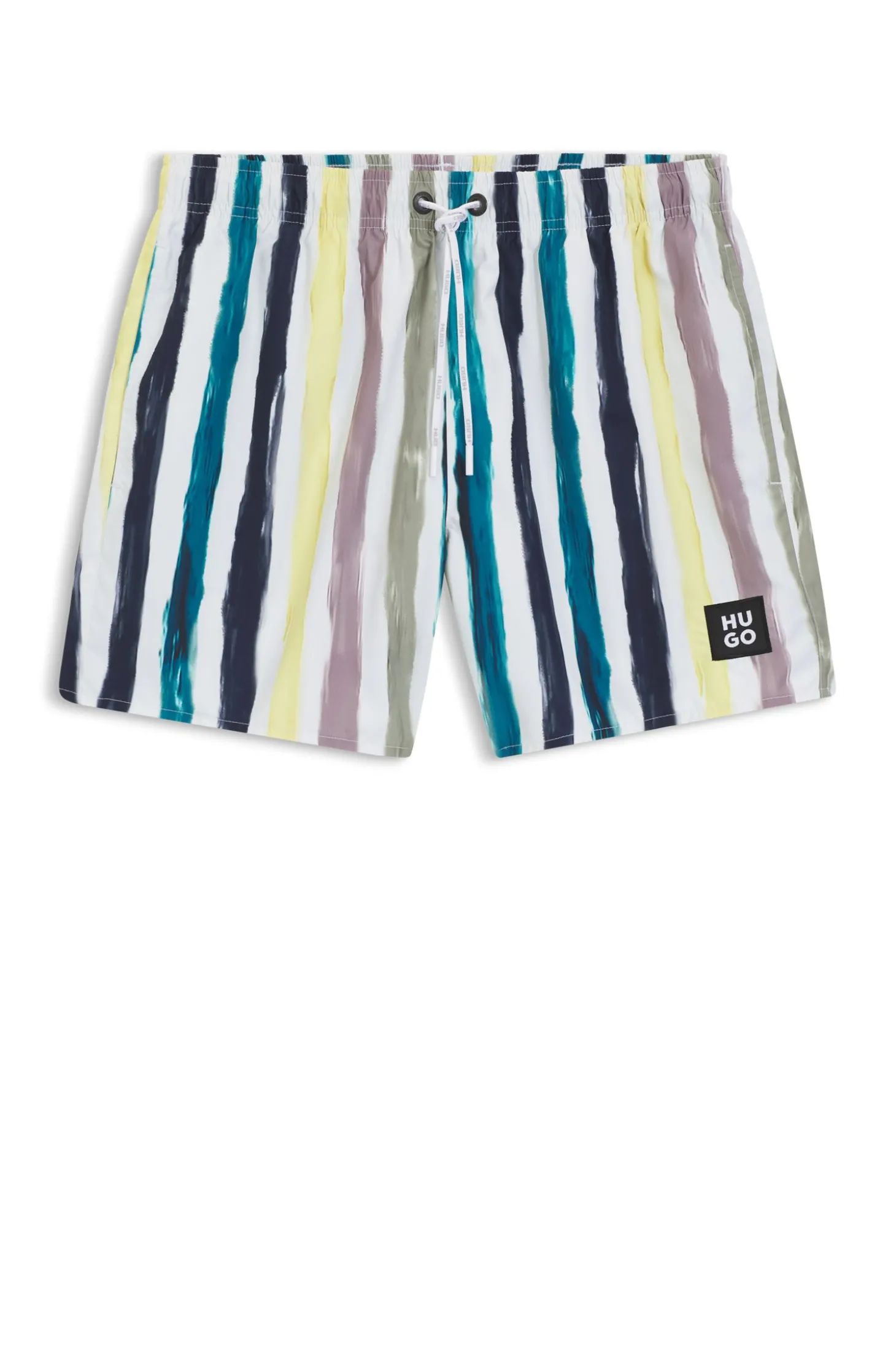 Badeshorts mit Streifen-Print aus schnell trocknendem Gewebe