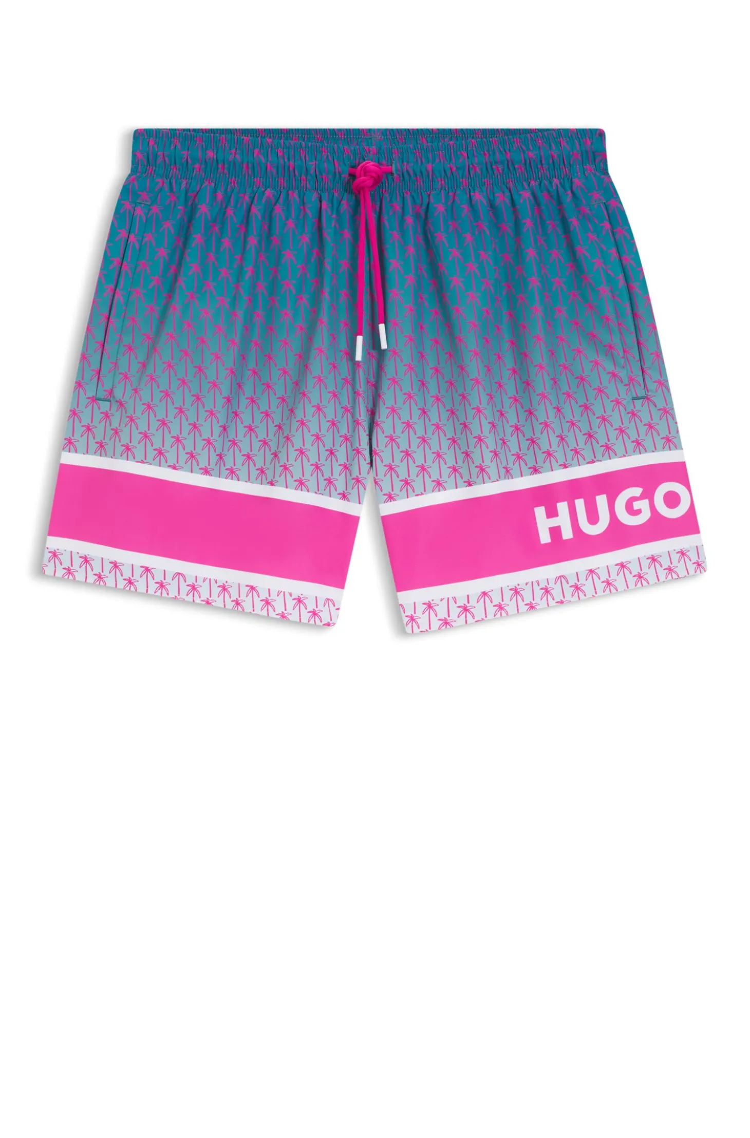 Badeshorts mit Streifen und Logo-Print