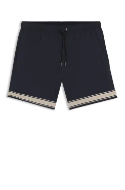 Badeshorts mit Tunnelzug aus Stretch-Gewebe und Bandbesatz